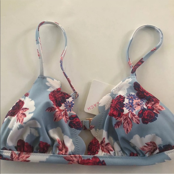 Vanilla Beach Bikini Swim Top Bottoms Set Roses - Picture 3 of 9